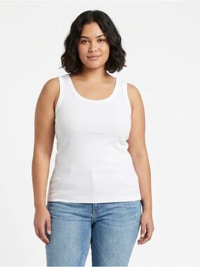 R.Y.O. Girls Casual Wear White Ribbed Tank Top Basic Size M 90s Y2K Essential